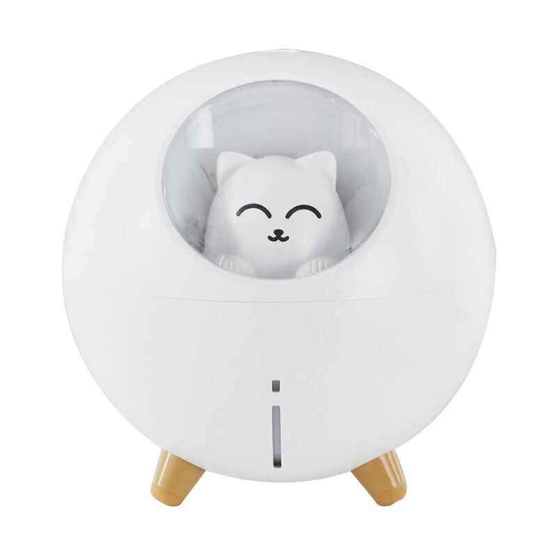 Diffuseur de Parfum Led 'Chat' 11cm Blanc