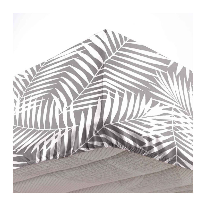 Paris Prix - Drap Housse en Coton 'Botania' 140x190cm Gris Paris Prix - Drap Housse en Coton 'Botania' 140x190cm Gris