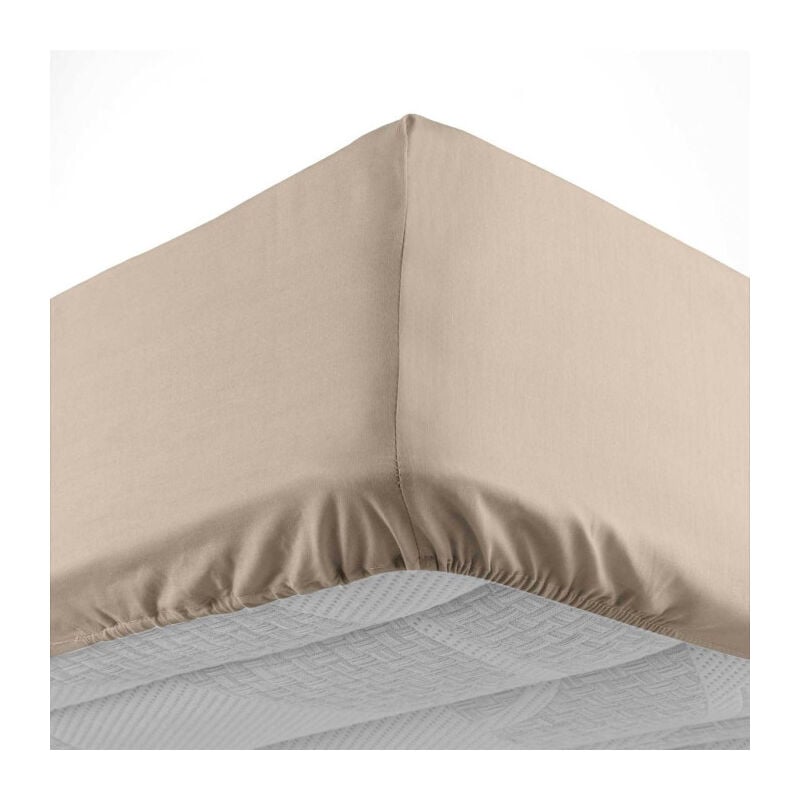 Paris Prix - Drap Housse 'Lina' 180x200cm Sable