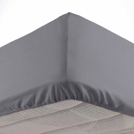 Paris Prix – Drap housse microfibre 140x190cm anthracite – Bonnet 30cm – 100% polyester – Certification Oeko-Tex Standard 100