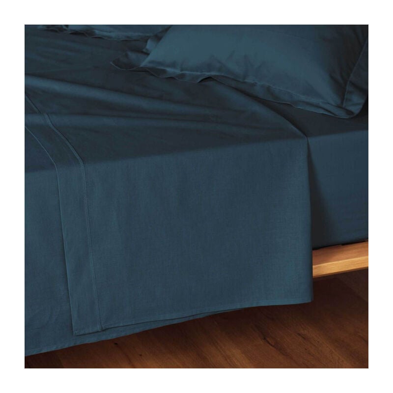 Paris Prix - Drap Plat 'Lina' 240x300cm Bleu