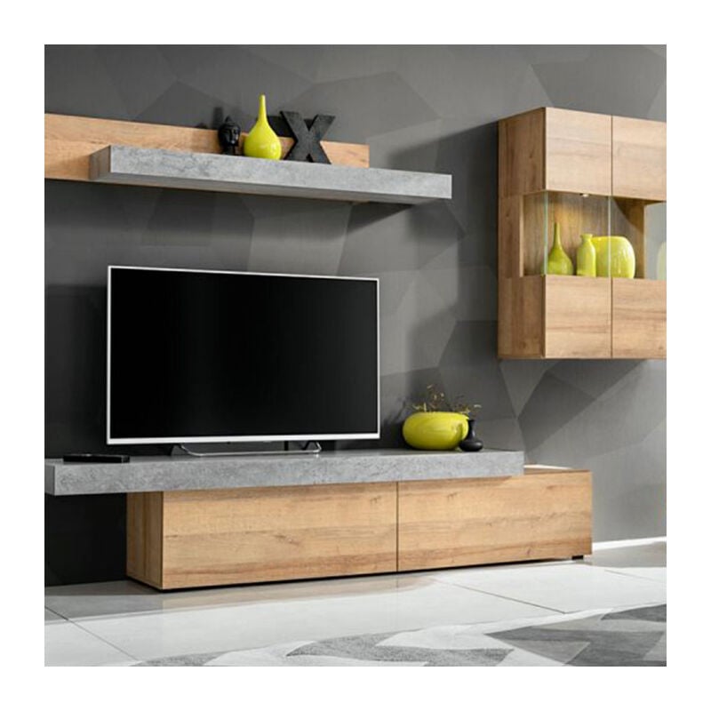 Paris Prix - Ensemble Meuble tv 'Concret' 230cm Naturel & Gris