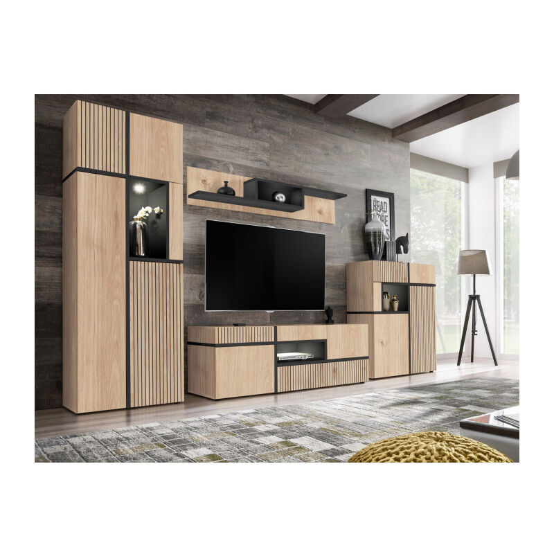 Paris Prix - Ensemble Meuble tv Design 'Cross' 330cm Naturel