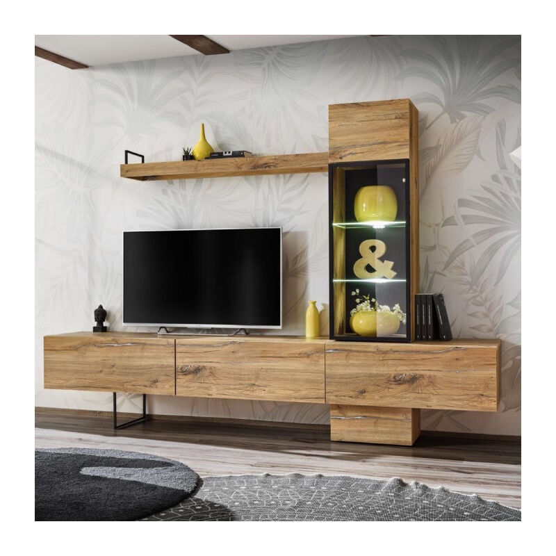 Ensemble Meuble tv design 'Rise' 240cm Chêne