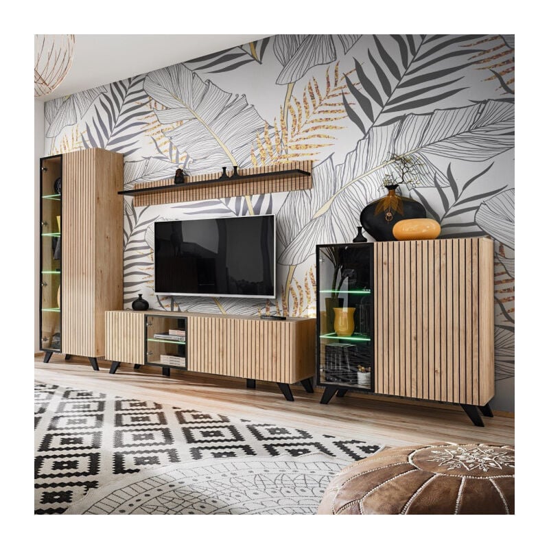 Ensemble Meuble tv 'Liam' 320cm Naturel & Noir