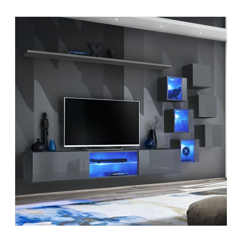 Ensemble Meuble Tv switch Xxi 180cm Gris - Paris Prix