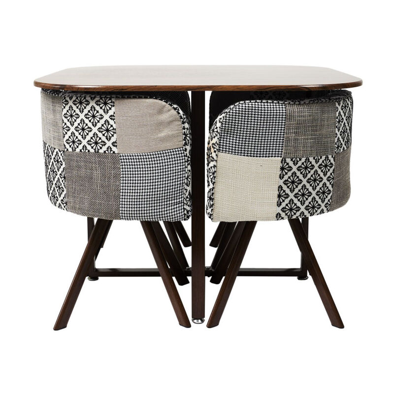 Paris Prix - Ensemble Table à Manger & 4 Chaises 'Patchwork' 100cm Gris