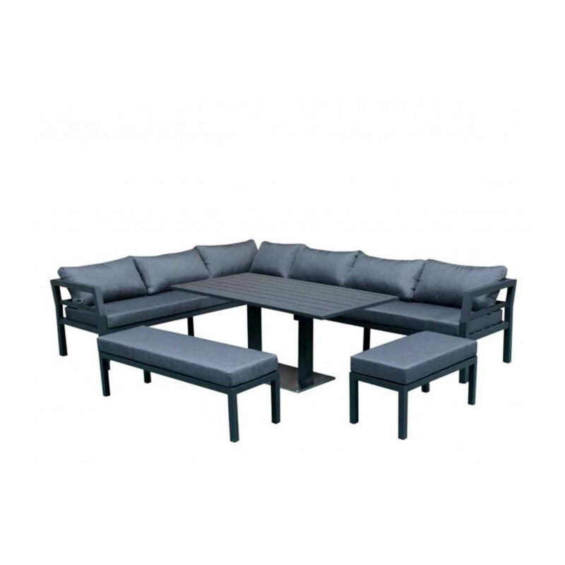 Ensemble Table De Jardin 12 Places kosti 150cm Gris - Paris Prix