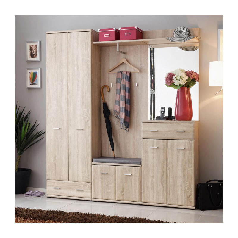 Paris Prix - Ensemble Vestiaire 6P 'Armario iii' 203cm Chêne