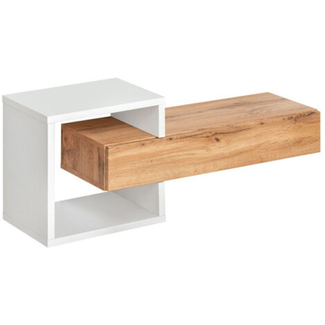 Paris Prix – Étagère murale 100cm en MDF naturel – Tiroir pratique – Entretien facile – Fabrication européenne