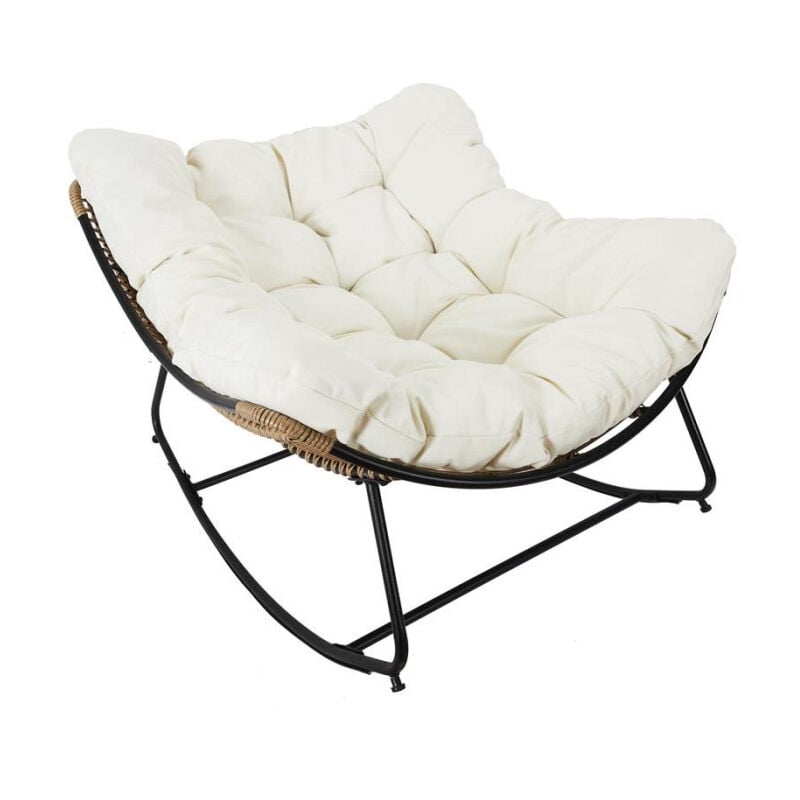 Paris Prix - Fauteuil à Bascule & Coussin 'Tulum' 114cm Beige