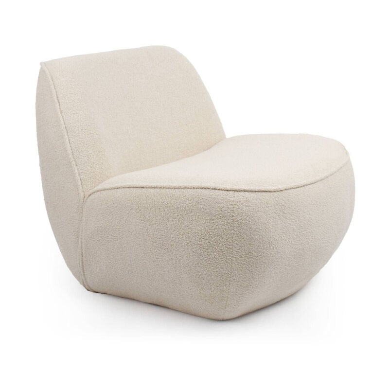 Paris Prix - Fauteuil Design Bouclette 'Agustin' 94cm Beige