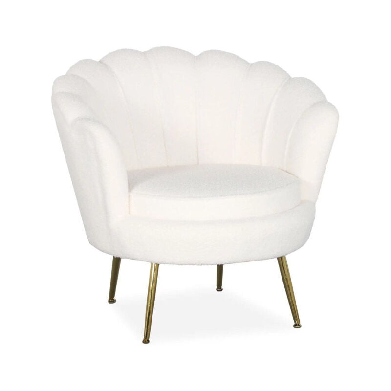 Paris Prix - Fauteuil Design Bouclette 'André' 80cm Crème