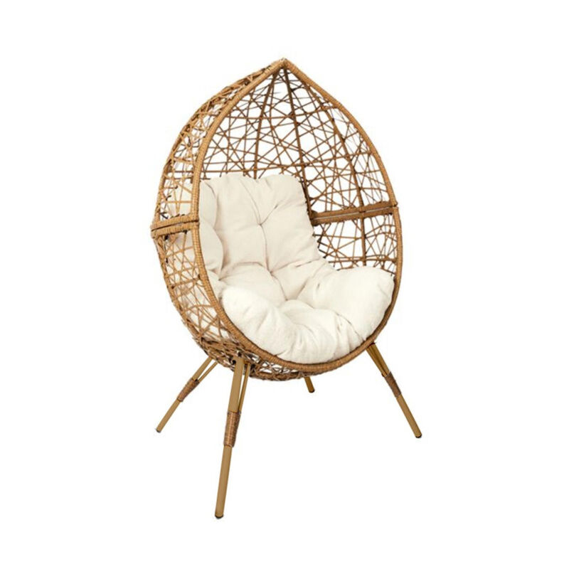 Paris Prix - Fauteuil Design & Coussin 'Œuf' 150cm Naturel
