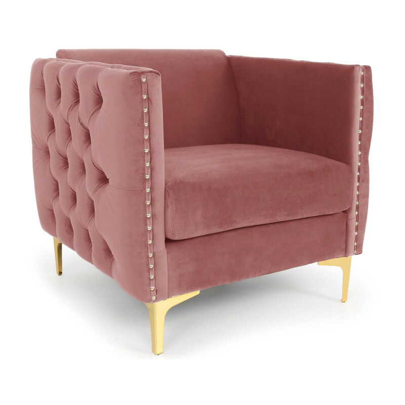 Fauteuil Design en Velours 'Suez' 83cm Rose