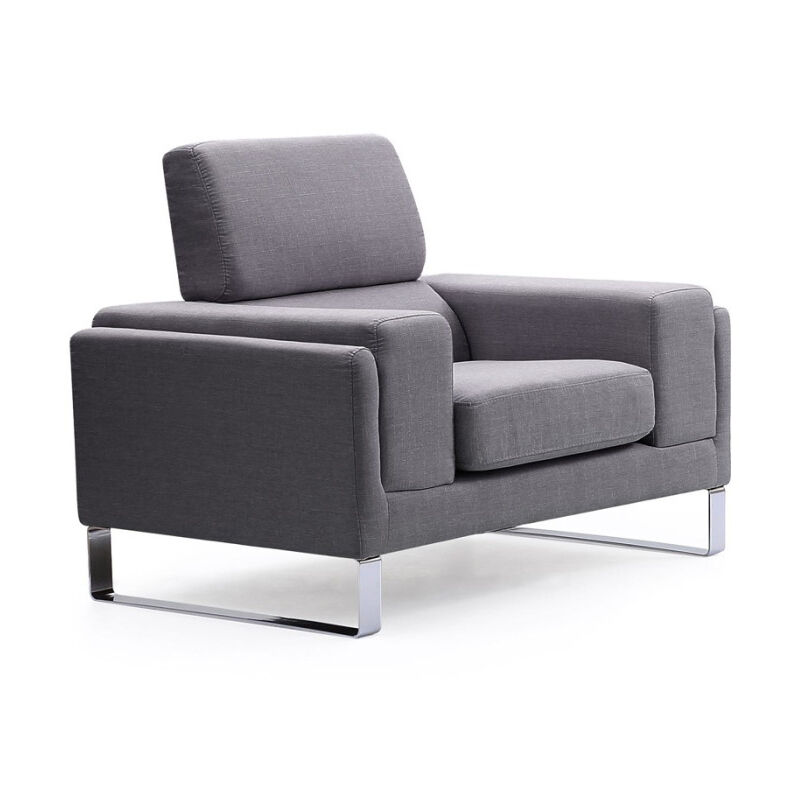 Paris Prix - Fauteuil en Tissu 'Ezekiel' 104cm Gris Clair
