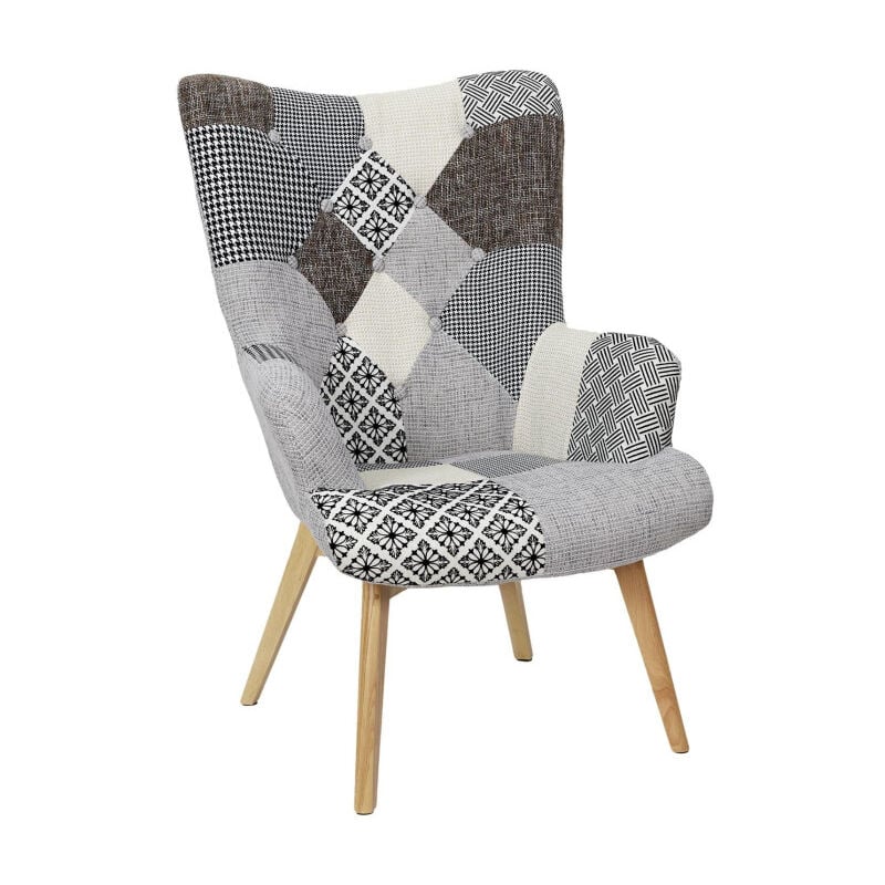 Paris Prix - Fauteuil Patchwork Design 'Helsinki' 100cm Gris