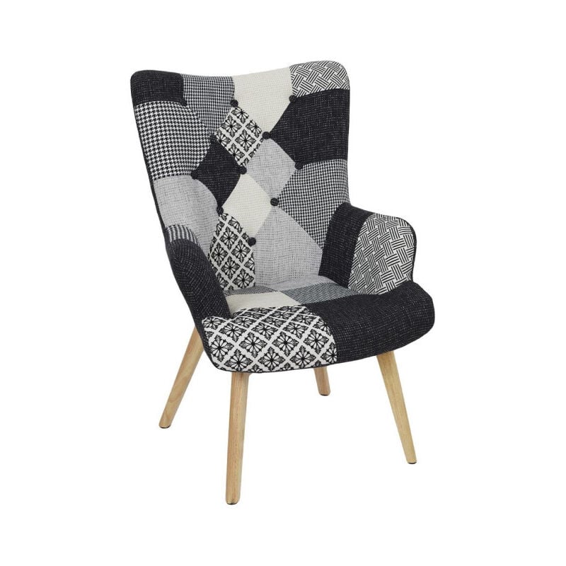 Paris Prix - Fauteuil Patchwork 'Helsinki' 71cm Noir