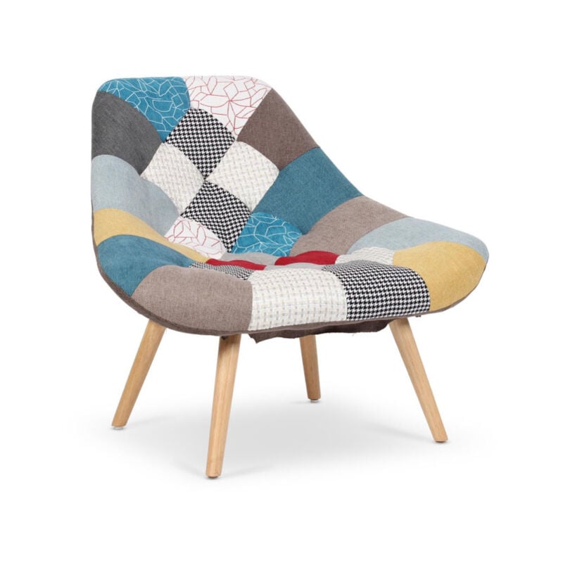 Paris Prix - Fauteuil Patchwork Tissu 'Johan' 102cm Multicolore