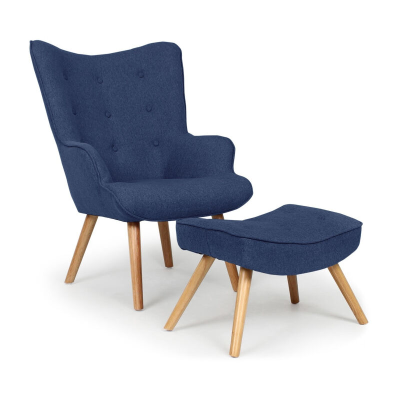 Paris Prix - Fauteuil & Pouf Scandinave 'Orle' 98cm Bleu Paris Prix - Fauteuil & Pouf Scandinave 'Orle' 98cm Bleu