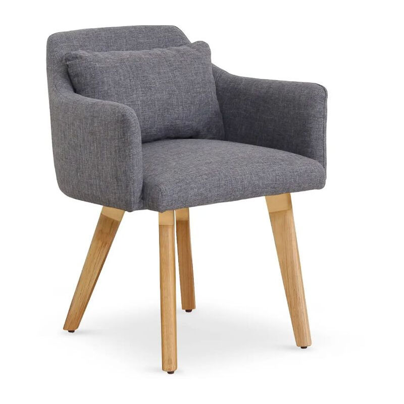 Paris Prix - Fauteuil Scandinave 'Alan' 70cm Gris Clair