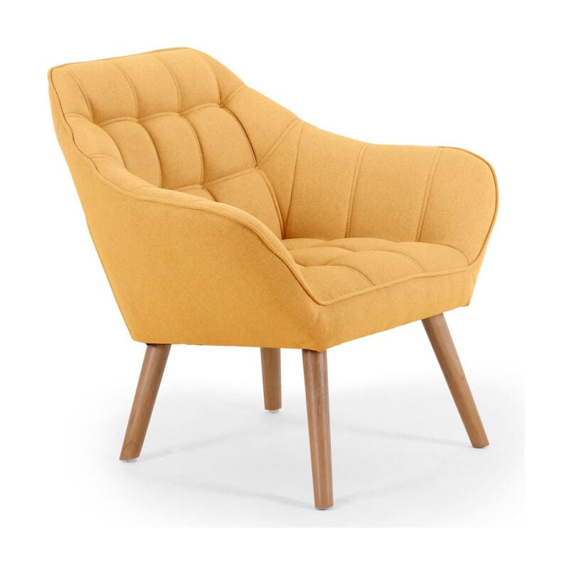 Fauteuil Scandinave Matelassé "Taon" 83cm Jaune
