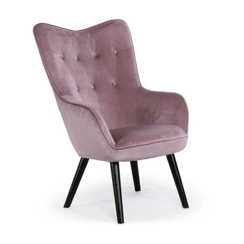 Paris Prix - Fauteuil Scandinave Velours vianey 67cm Rose