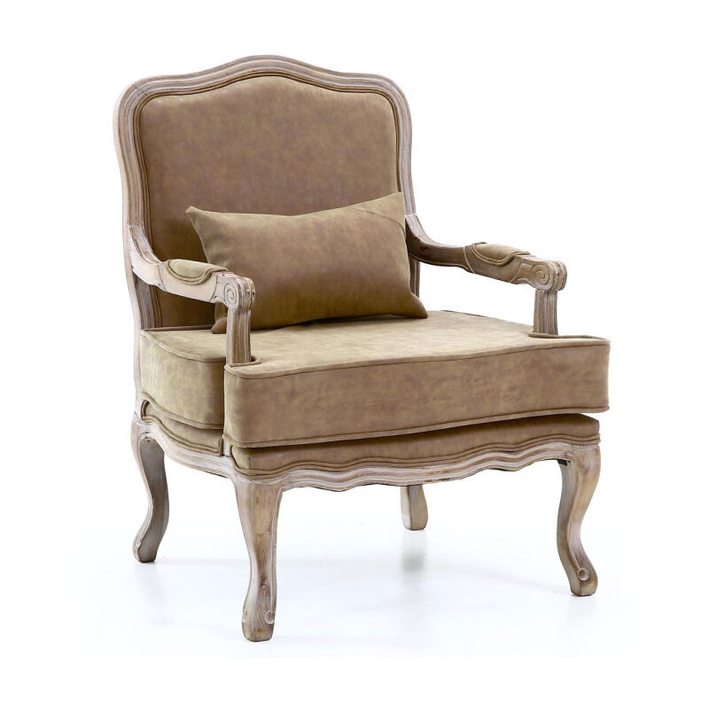 Paris Prix - Fauteuil Vintage Louis xv 'Esteban' 96cm Taupe