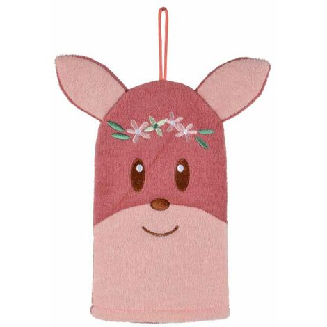 Paris Prix - Gant De Toilette Bébé forêt Magique 21cm Rose