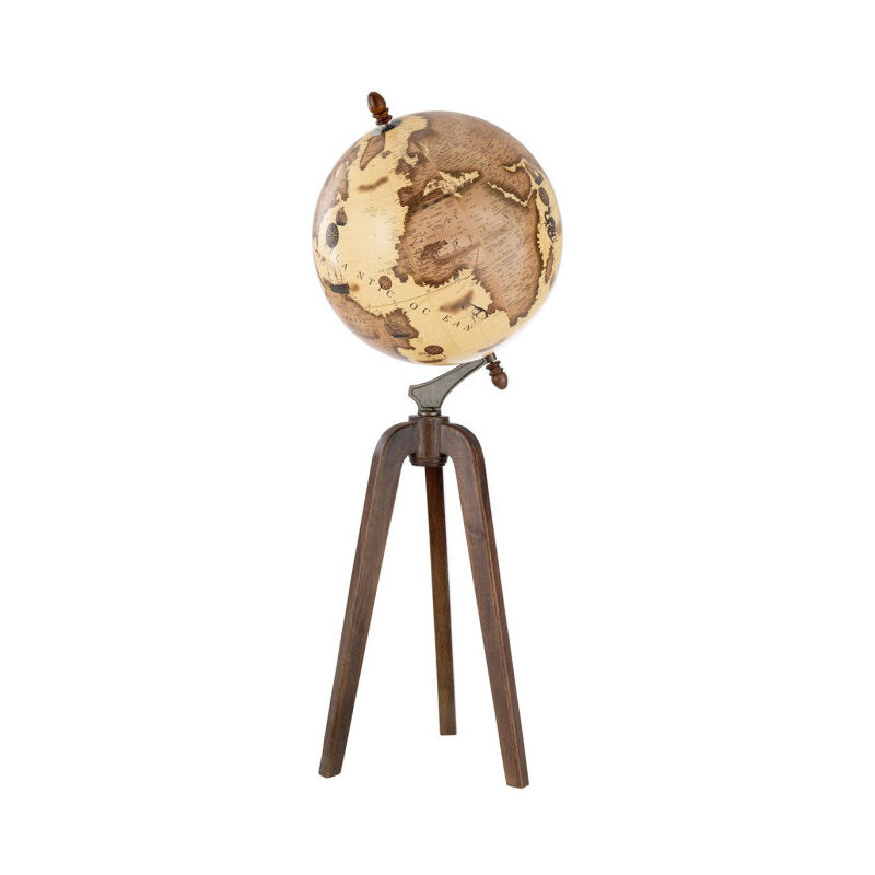 Paris Prix - Globe sur Pied en Bois 'Terrestre' 104cm Marron & Orange