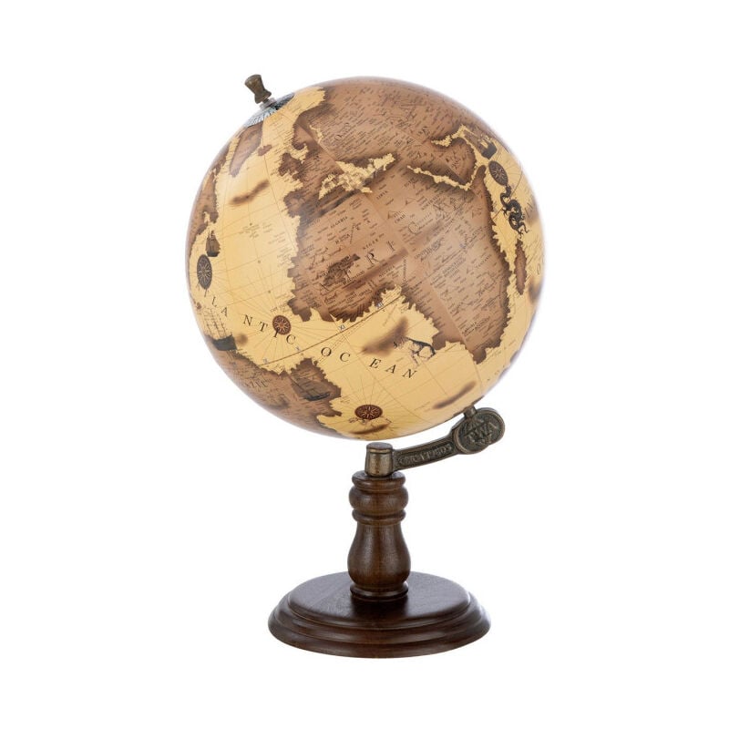 Paris Prix - Globe sur Pied en Bois 'Terrestre' 50cm Marron & Orange