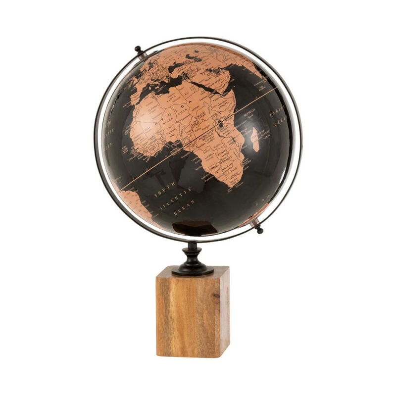 Globe sur Pied "Mappemonde" 48cm Noir & Marron