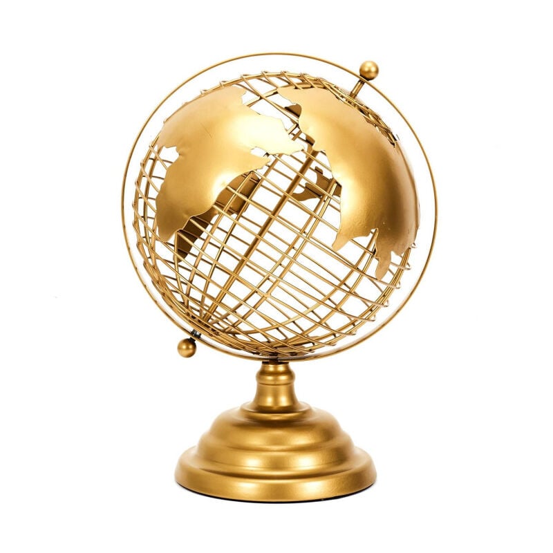 Globe Terrestre en Métal Déco 'Monde' 28cm Or
