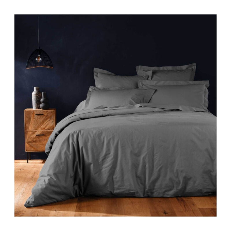 Paris Prix - Housse de Couette 'Lina' 240x260cm Anthracite