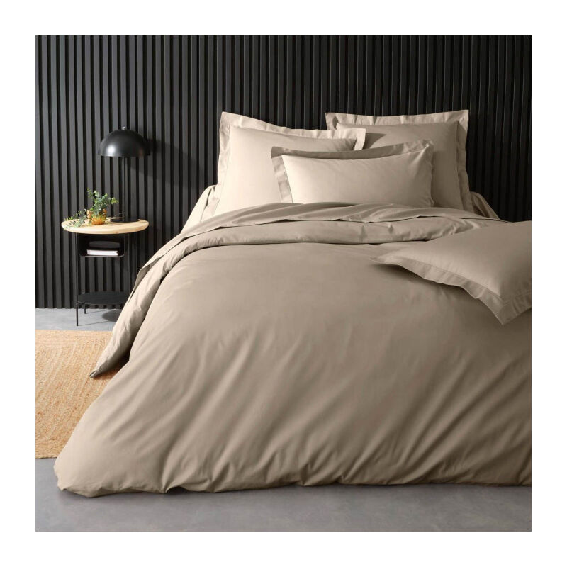 Paris Prix - Housse de Couette 'Percaline' 240x260cm Sable