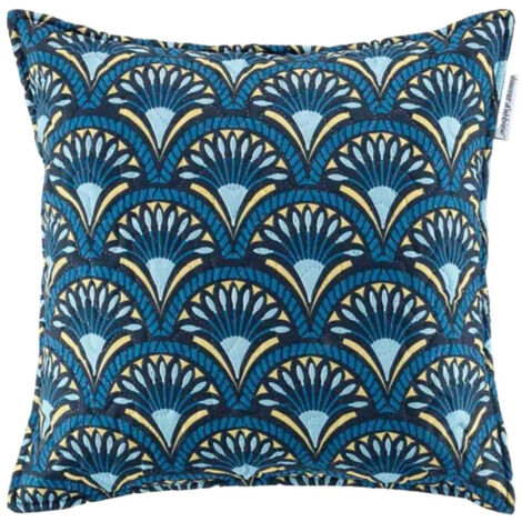 Paris Prix – Housse de coussin 60x60cm en polyester bleu – Motifs 'Come' – Accessoire décoratif tendance pour intérieur