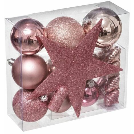 Paris Prix - Kit 18 Pièces Déco De Noël colorama 23cm Rose