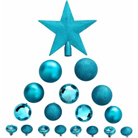 Paris Prix - Kit 18 Pièces Déco De Noël colorama 23cm Turquoise