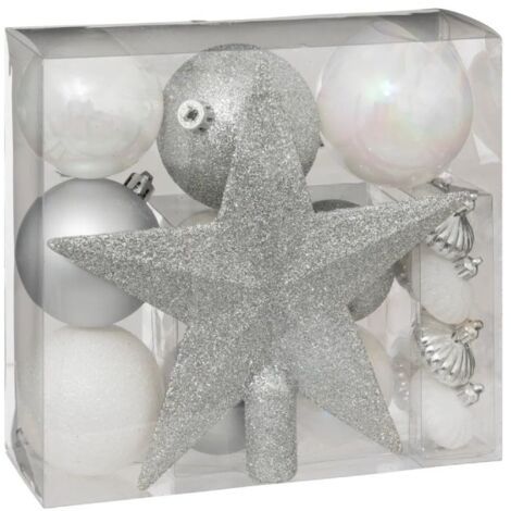 Paris Prix - Kit 18 Pièces Déco noël 21cm Argent