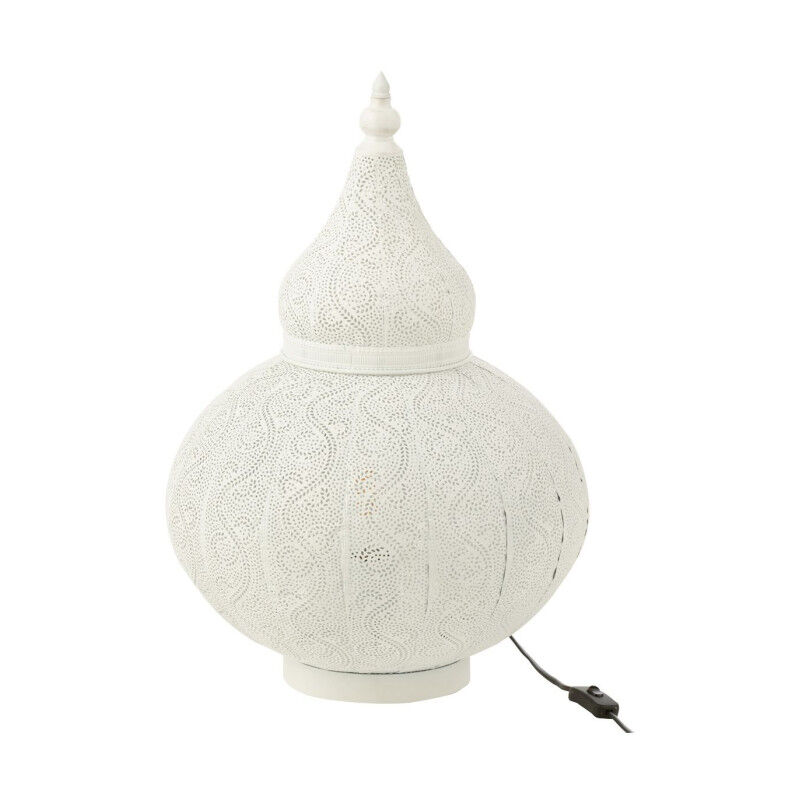 Paris Prix - Lampe à Poser en Métal 'Aladin' 59cm Blanc Paris Prix - Lampe à Poser en Métal 'Aladin' 59cm Blanc