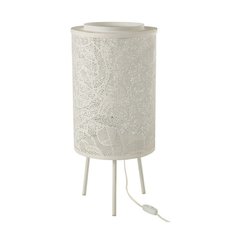 Lampe à Poser en Métal 'Perforée' 65cm Blanc Lampe à Poser en Métal 'Perforée' 65cm Blanc