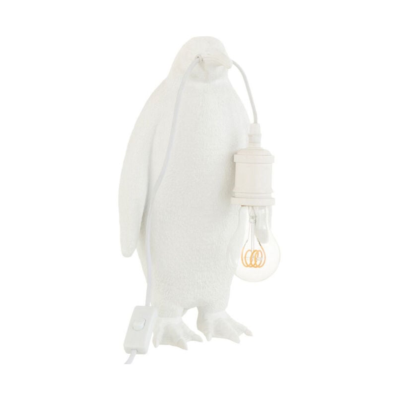Paris Prix - Lampe à Poser en Résine 'Pingouin' 35cm Blanc