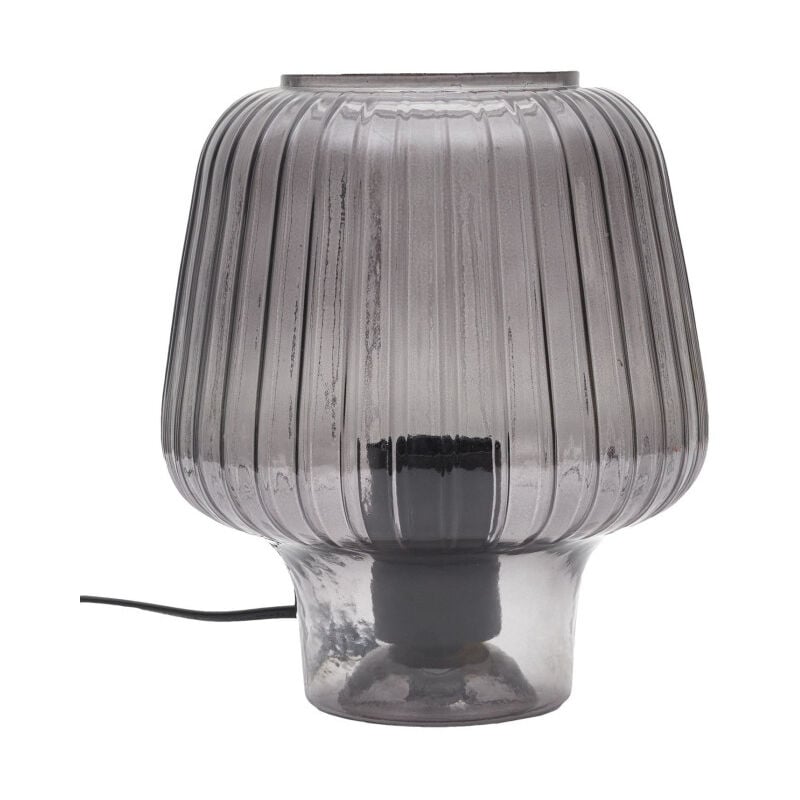 Lampe à Poser Verre Fumé 'Champignon' 21cm Noir