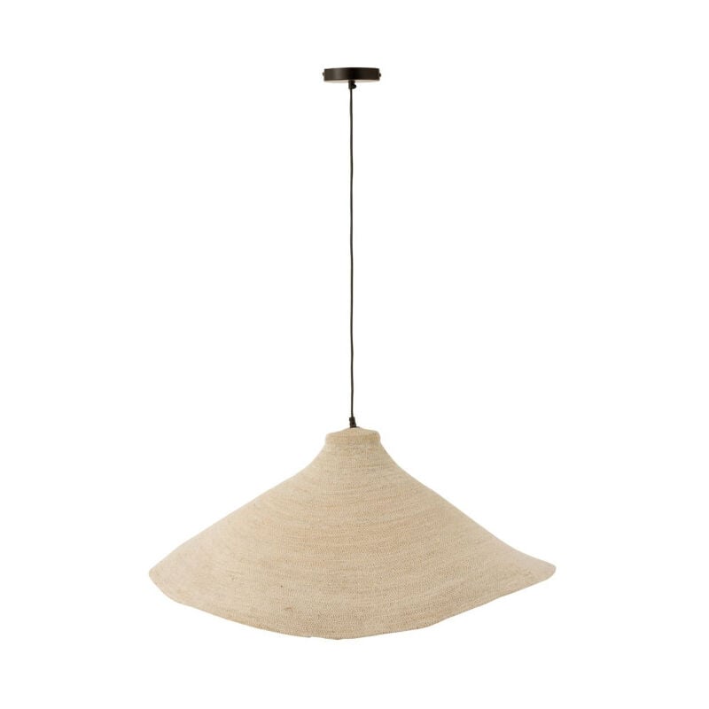 Paris Prix - Lampe Suspension en Jonc 'Cône' 82cm Blanc