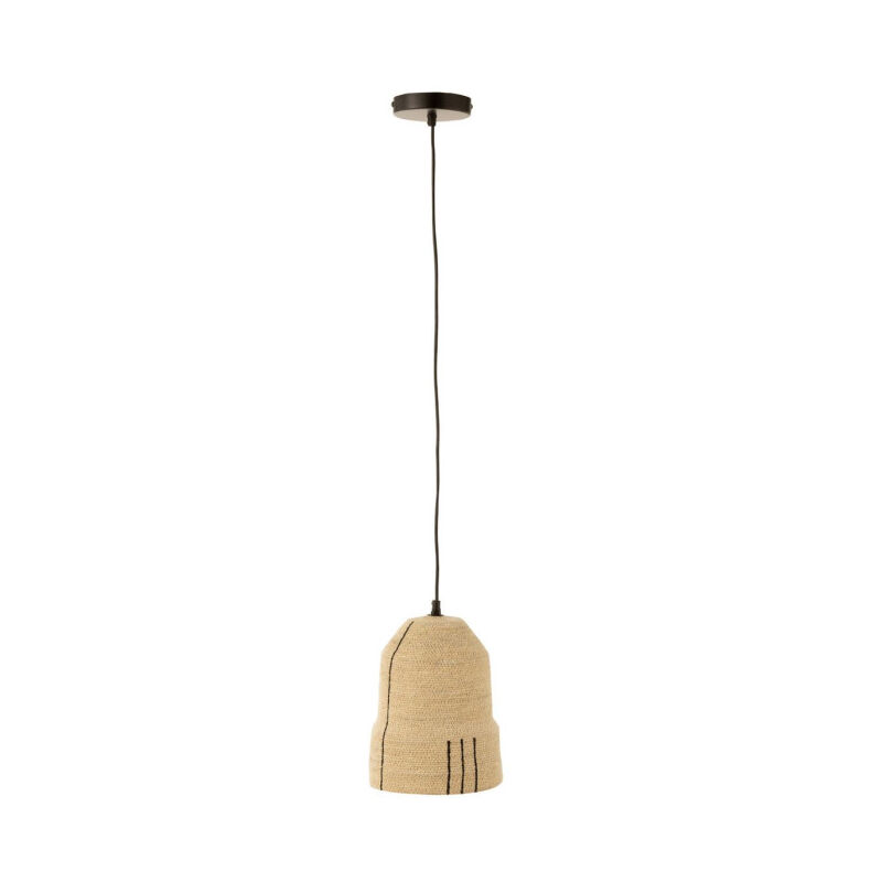 Paris Prix - Lampe Suspension en Jonc 'Lignes' 26cm Naturel