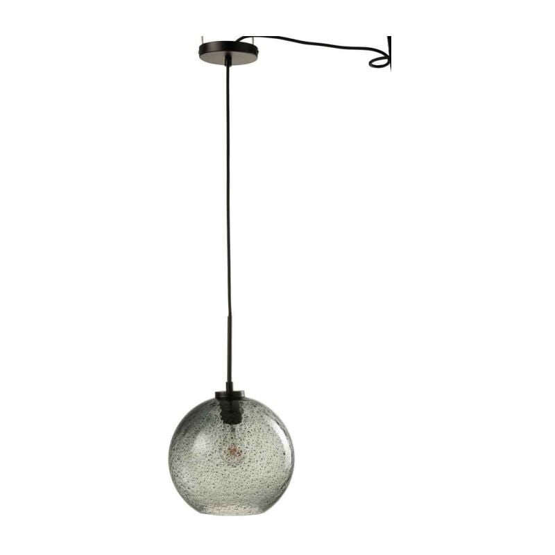 Paris Prix - Lampe Suspension en Verre 'Boule Pois' 40cm Gris