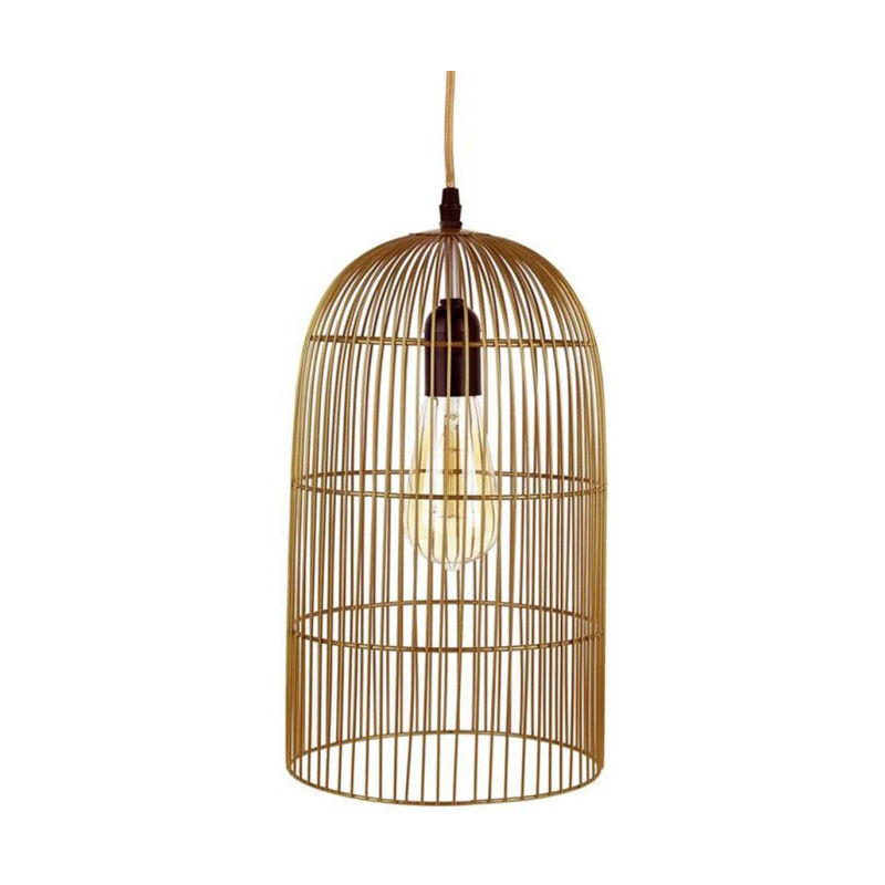 Paris Prix - Lampe Suspension 'Haute Cage' 38cm Cuivre