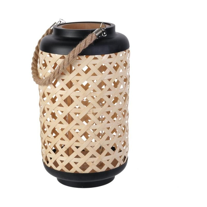 Paris Prix - Lanterne Déco 'Tressée' 38cm Noir