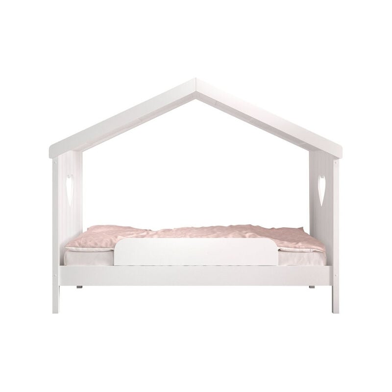 Paris Prix - Lit Cabane Enfant Ouvert & Barrière 'Amori' 90x200cm Blanc