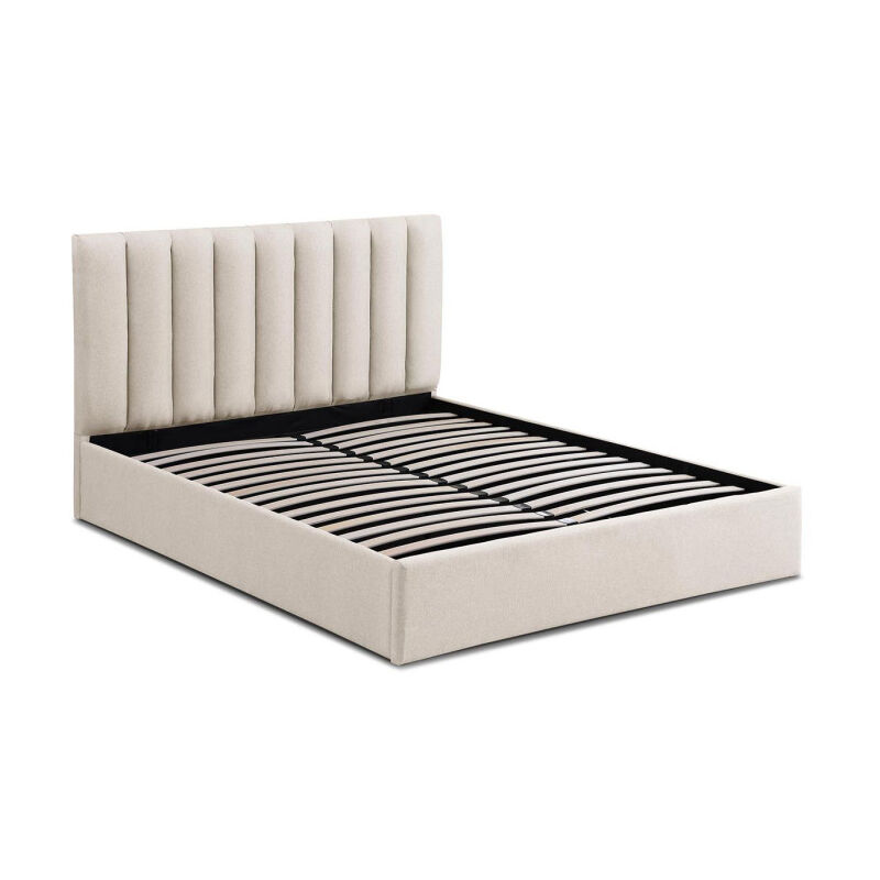 Lit Coffre Design en Tissu 'Songa' 160x200cm Beige